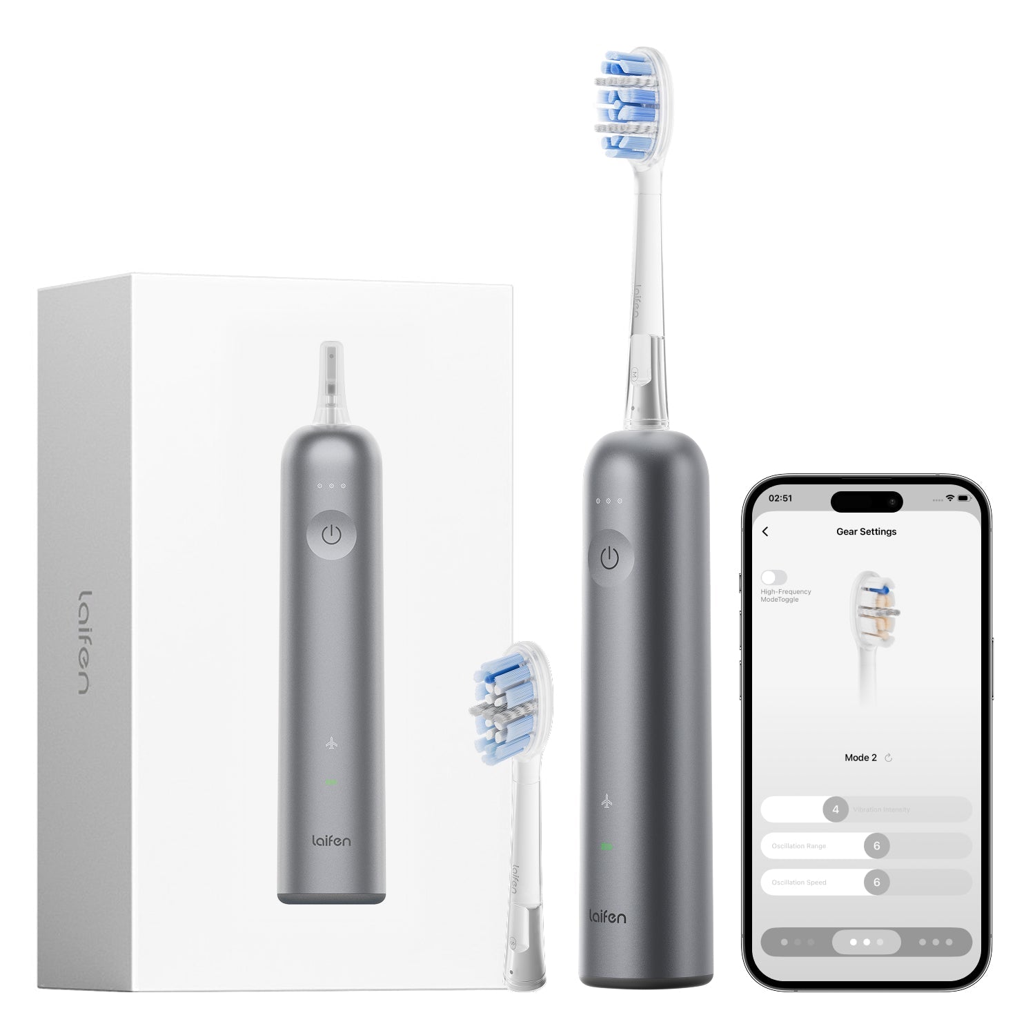Laifen Wave Pro elektrische Zahnbürste – Aluminium